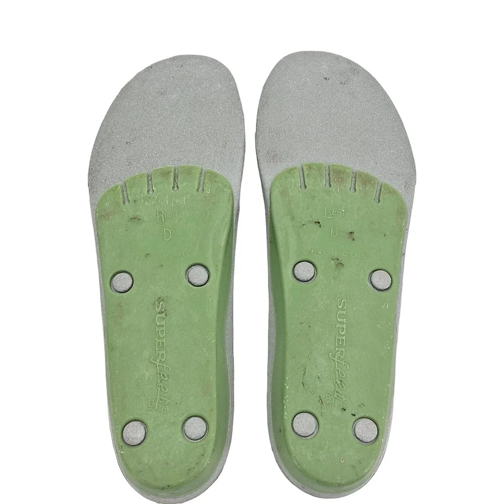 Superfeet Insoles Mens 7.5-9 Wms 8.5-10 Green Shoe Inserts Arch Support Orthotic